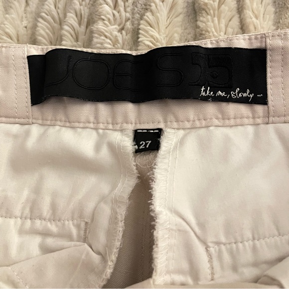 Joe’s Jeans Pleated Mid-Rise Ivory Cotton Linen Crop Capri Pants. - Picture 4 of 13